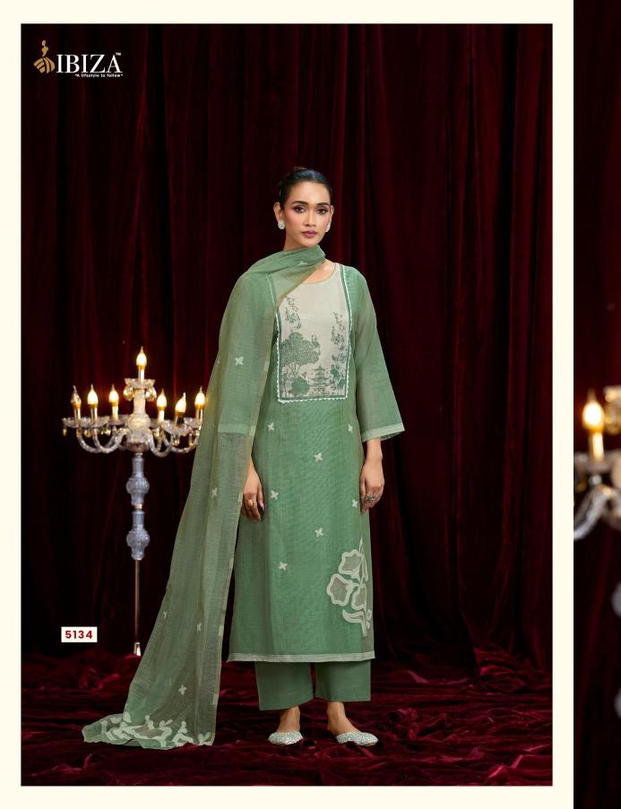 Ibiza kriti lilen cotton dress material wholesale singles surat